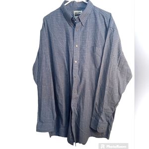 Wrangler Riata Shirt, Men's Size 2XL, Blue Checkered Casual Button Down Top